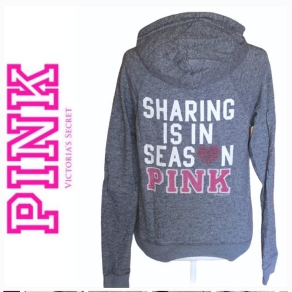π HTF PINK VICTORIAS SECRET BLING SHIMMER GLITTER HOODIE - Picture 6 of 6